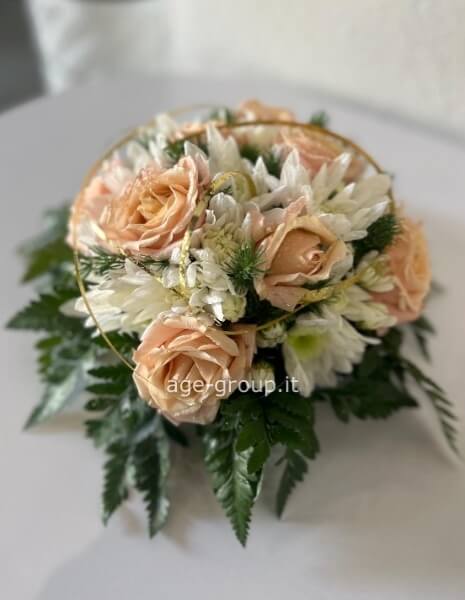 Centrotavola rose, margherite , verde